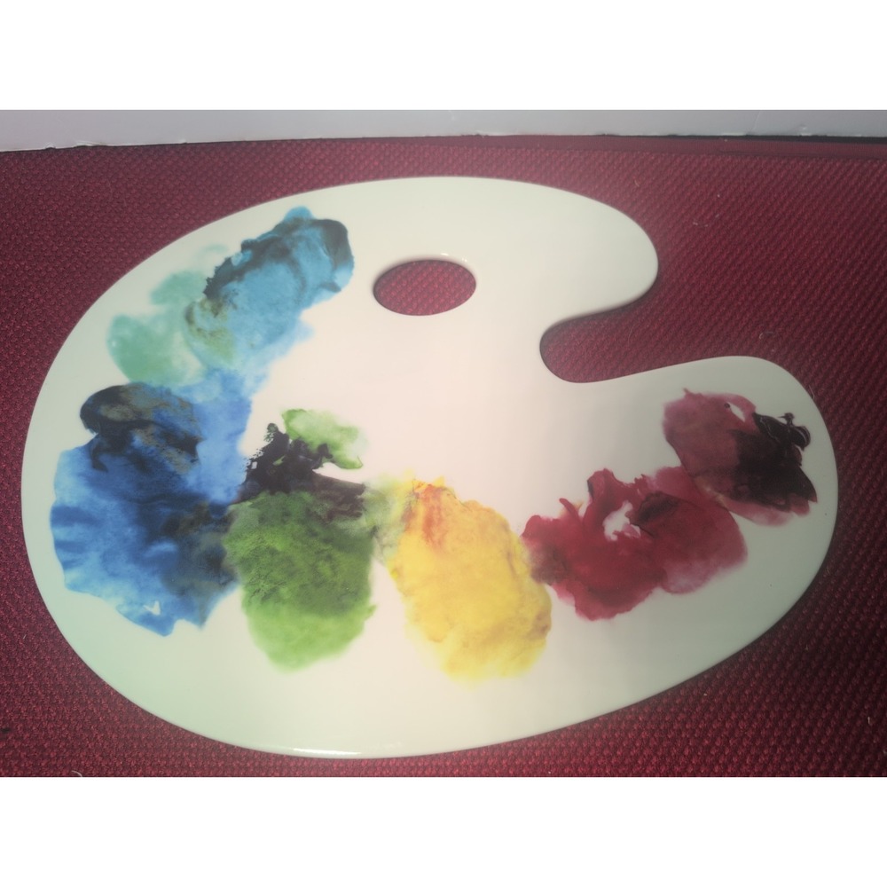 FISHS EDDY Artist Painter's Palette 15" Charcuterie Ceramic Cheese Platter Plate